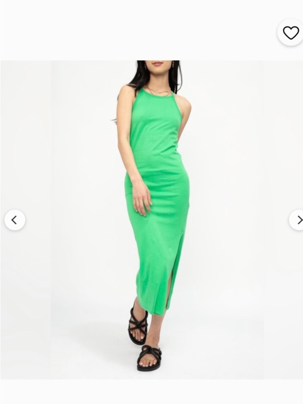 NWT Frame Denim Bright Green Sleeveless Midi Dress with Side Slit